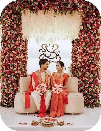 Wedding stage decoration for a traditional marriage celebration