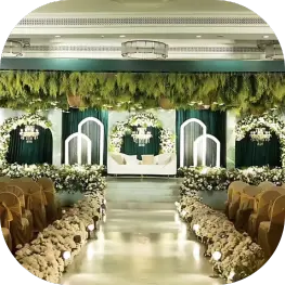 Traditional wedding mandap stage decoration in Chennai